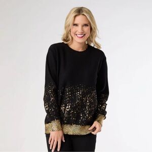 Coco + Carmen Black Sweater with Gold‎ Accents NWT S/M